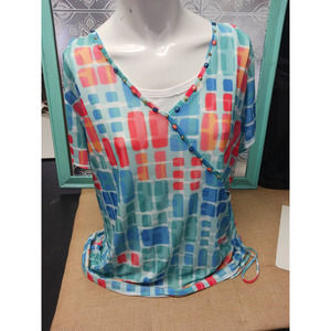 Hearts Of Palm Print Ladies Top Sz L